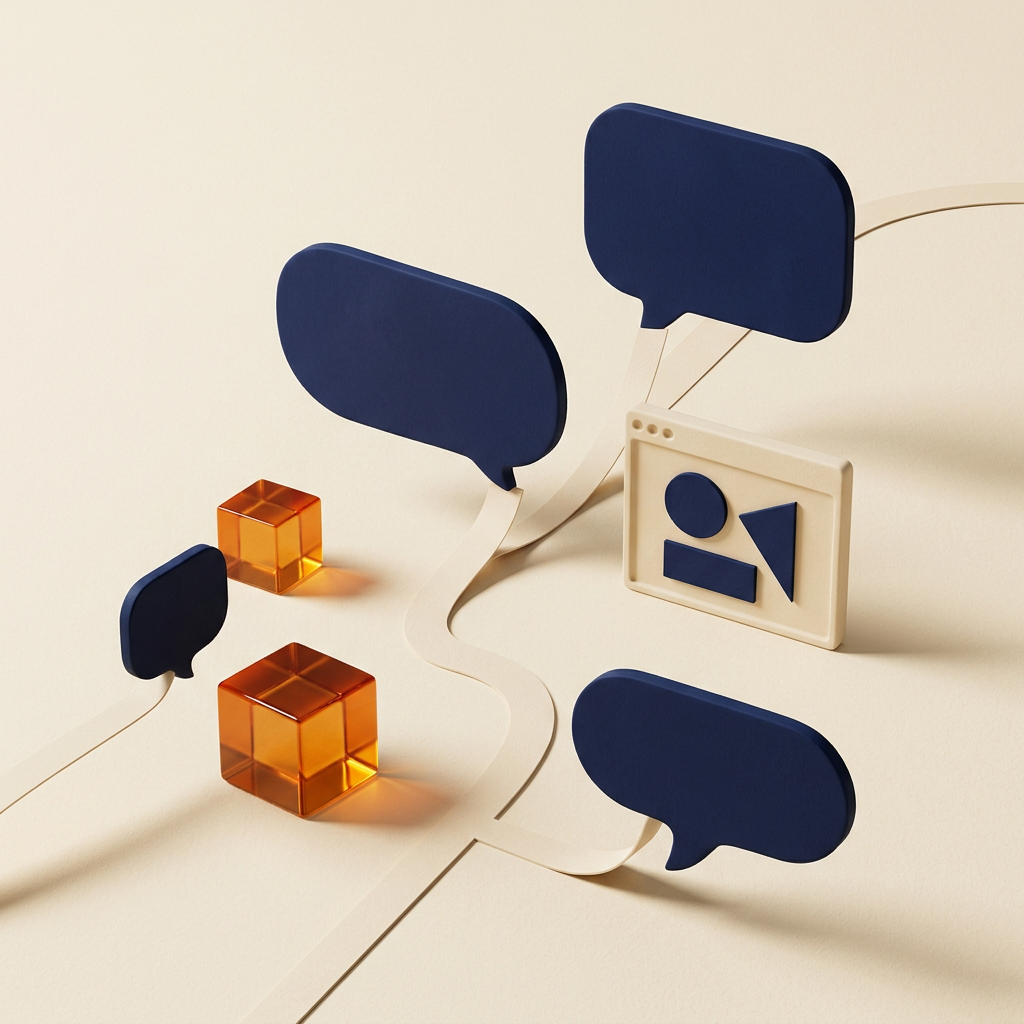 Illustration of connected conversational and creative AI building blocks